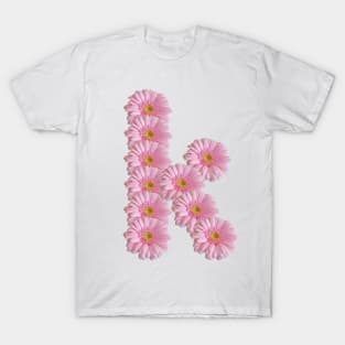 Letter k Pink Gerbera Daisy T-Shirt